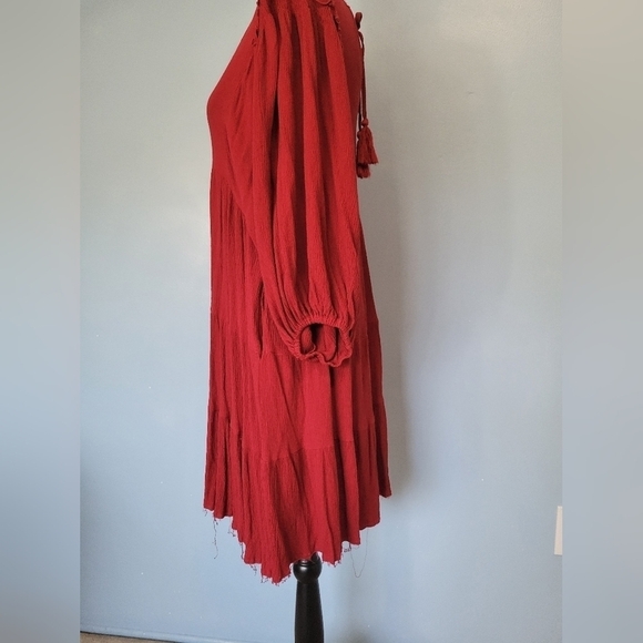 GiGio USA Boho Peasant Balloon Sleeve in Red Size Small - Picture 4 of 12